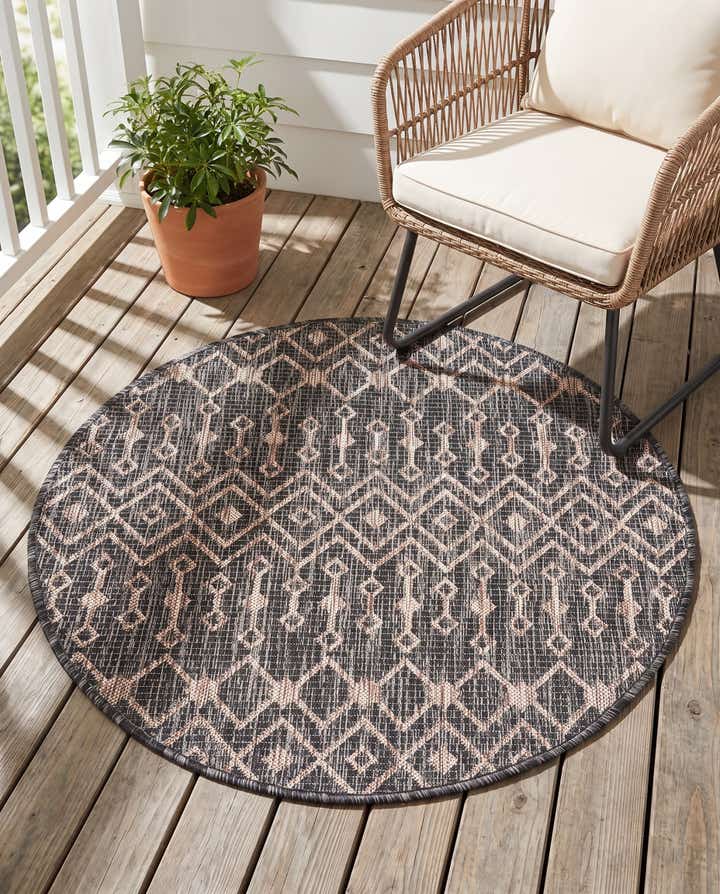 3' x 3' Easy-Clean Trellis Indoor / Outdoor Round Rug
