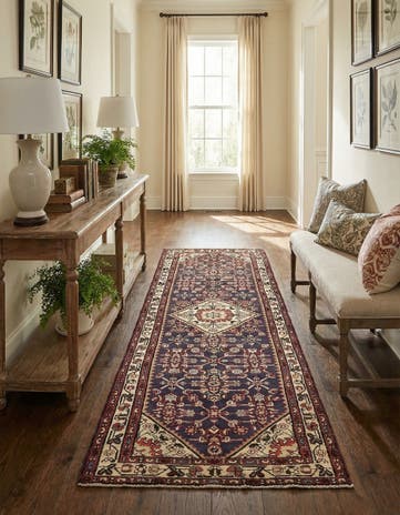 3' 6 x 10' Hand Knotted Hossainabad Persian Wool Runner Rug