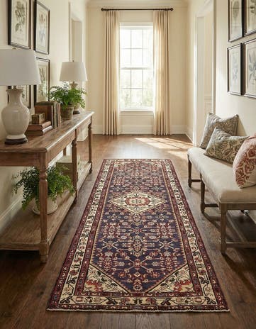 3' 6 x 10' Hand Knotted Hossainabad Persian Wool Runner Rug