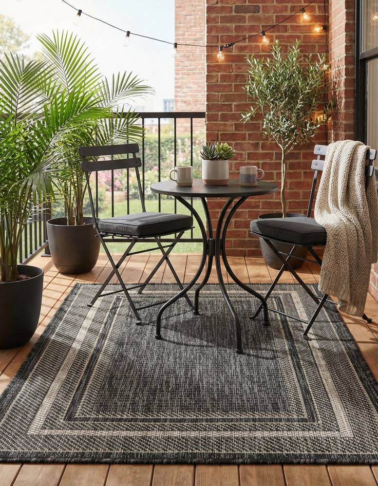 Detail image of  2' x 3' 1  Washable Border Indoor / Outdoor Rug