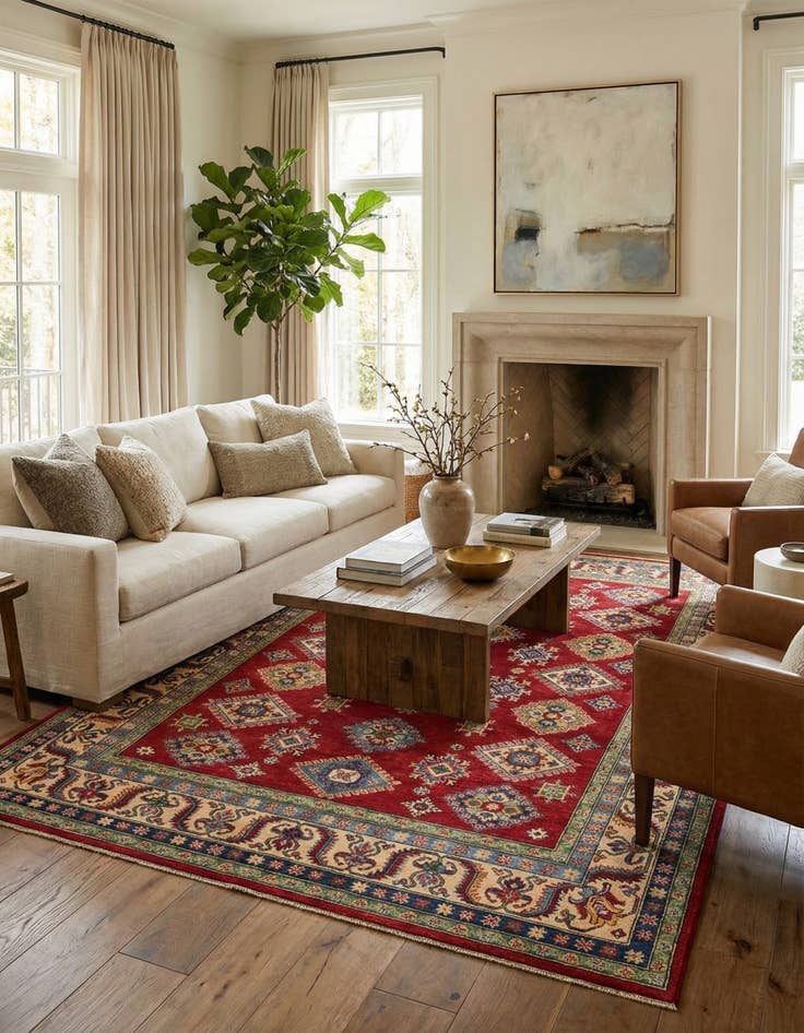 Detail image of  6' 7 x 9' 9  Hand Knotted Kazak Rug