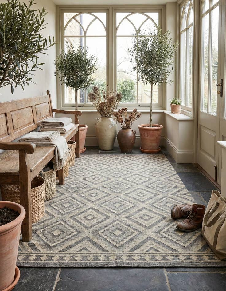 Detail image of 6' 10 x 10'  Hand Woven Kilim Maymana Wool Rug