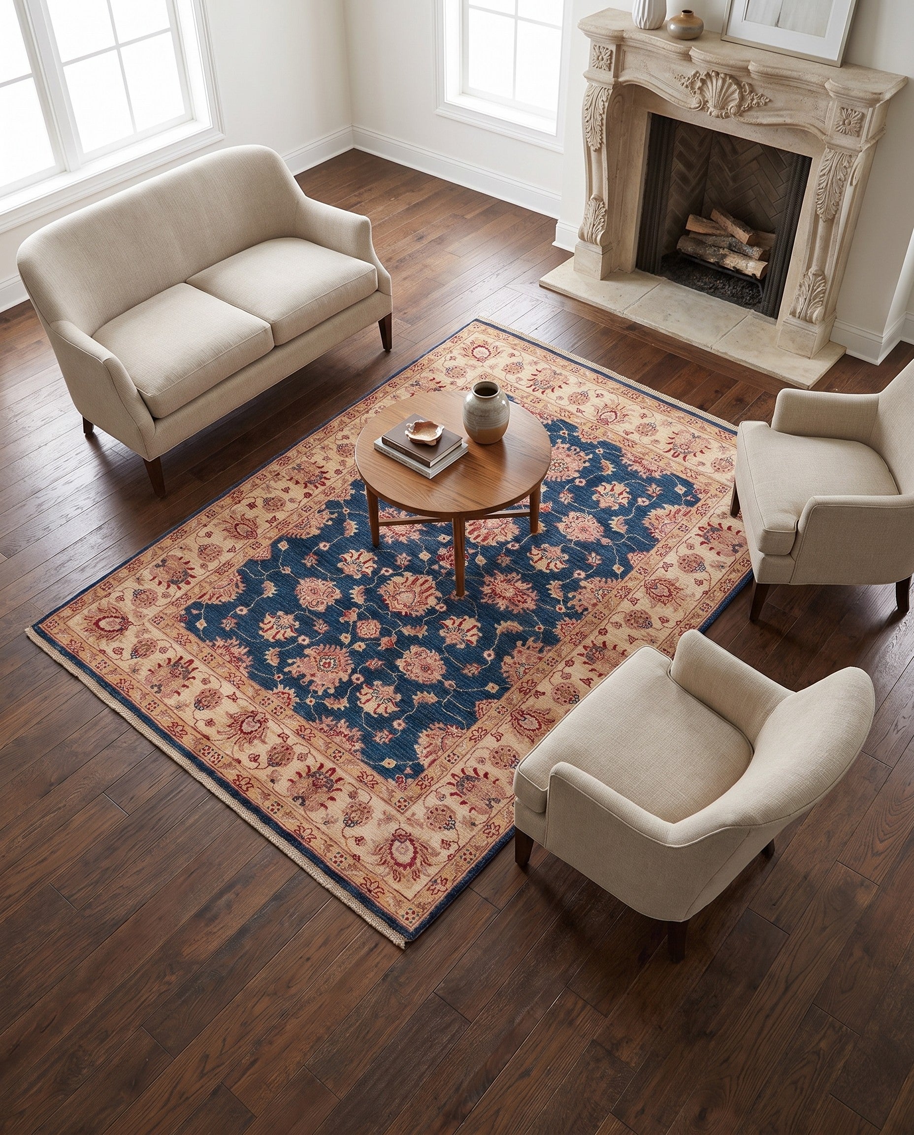 5' x 6' 8 Hand Knotted Ziegler Rug