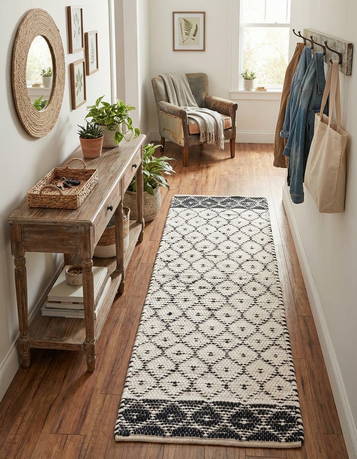 2' 2 x 6' 1 Hand Woven Chindi Trellis Runner Rug