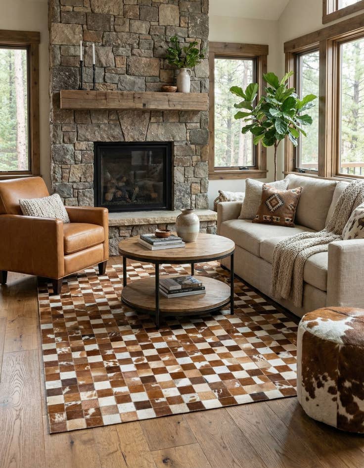 Detail image of 5' x 7' 11 Cowhide Stocks Rug