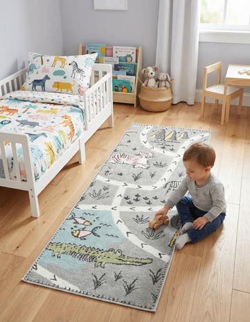 2' 2 x 6' Animals Whimsy Kids Runner Rug