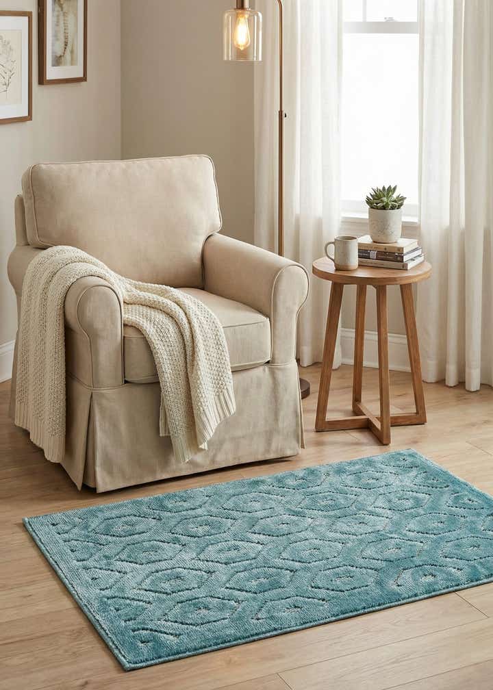 2' x 3' Easy-Clean Trellis Textured Indoor / Outdoor Rug