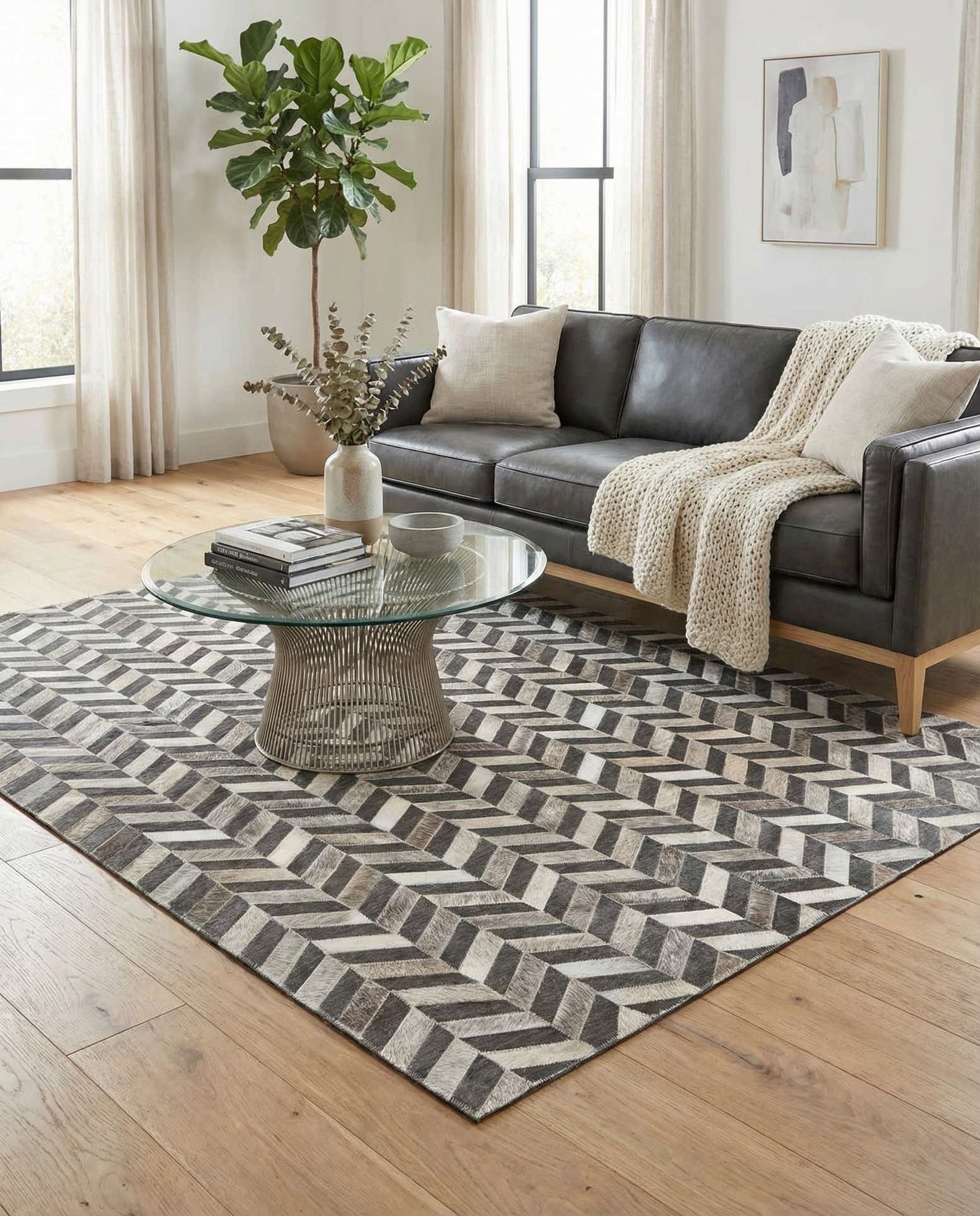 4' x 5' 5 Cowhide Leather Rug