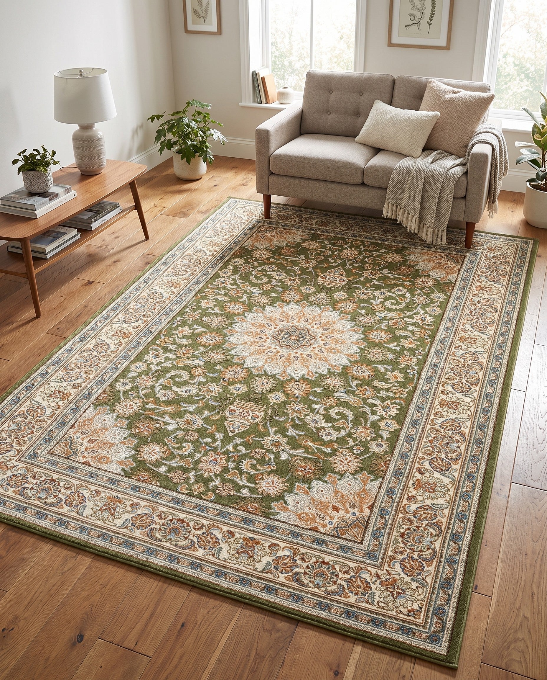 5' 3 x 8' Easy-Clean Traditional Indoor / Outdoor Rug
