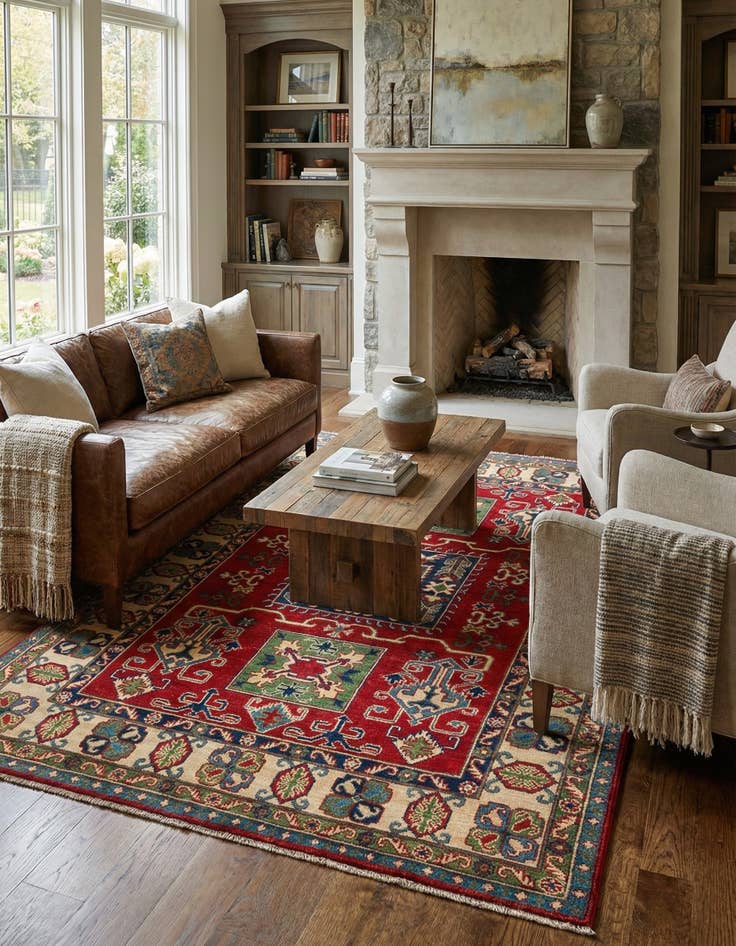 Detail image of 5' x 7'  Hand Knotted Kazak Rug