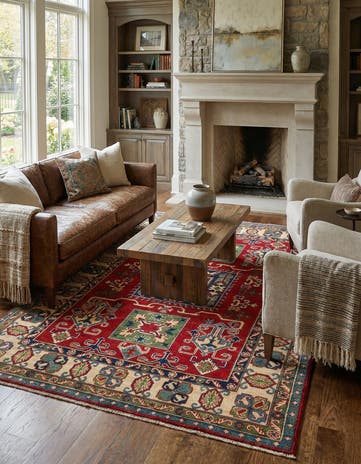 5' x 7' Hand Knotted Kazak Rug