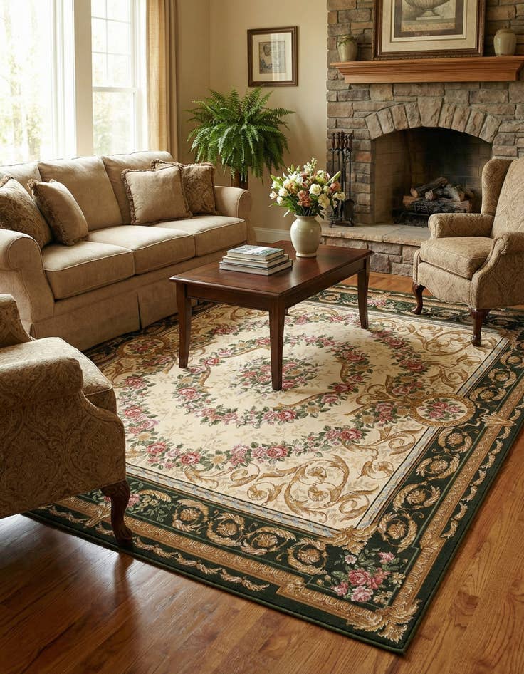 Detail image of 7' 10 x 7' 10  Washable Traditional Indoor / Outdoor Square Rug