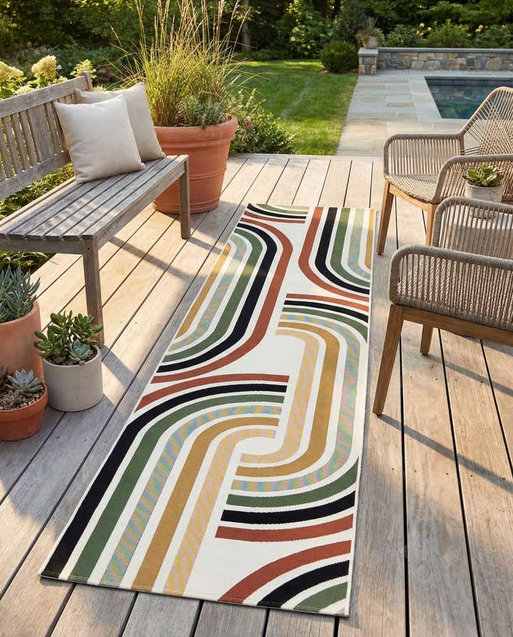 2' 7 x 12' Easy-Clean Modern Indoor / Outdoor Runner Rug