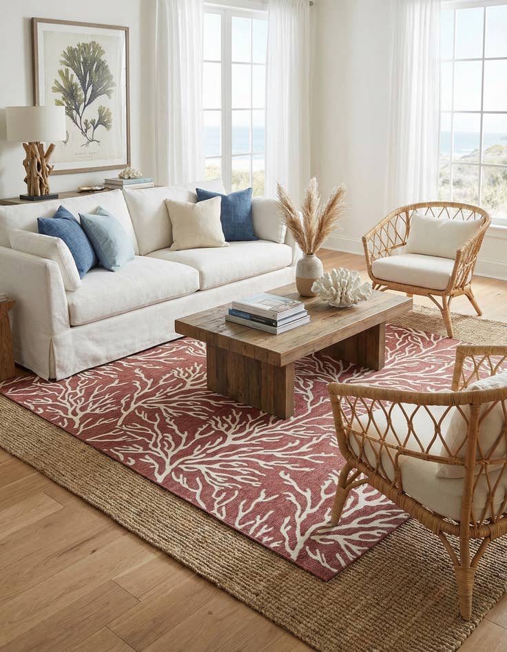 Detail image of  12' x 12'  Washable Coastal Indoor / Outdoor Square Rug