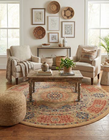 Beige Amina Round Rug