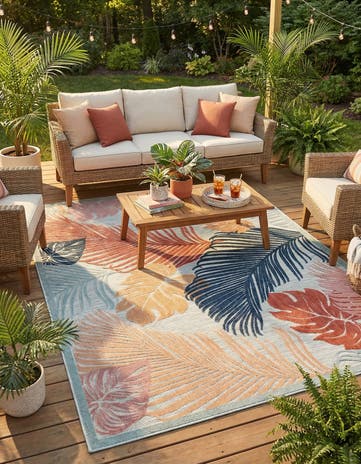 Easy-Clean Botanical Indoor / Outdoor Rug