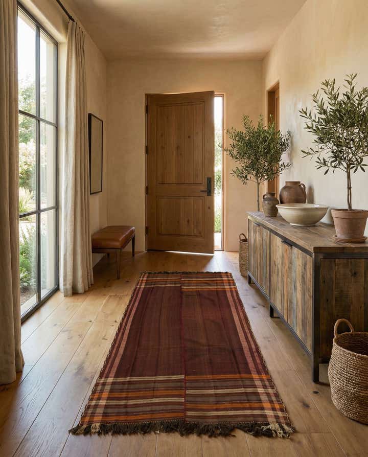 4' 8 x 10' 7 Hand Woven Kilim Fars Wool Runner Rug