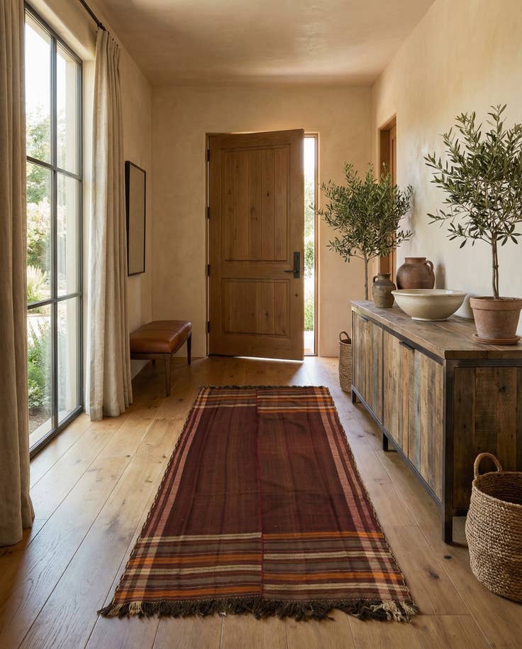 Detail image of 4' 8 x 10' 7 Hand Woven Kilim Fars Wool Runner Rug