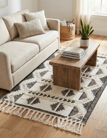 Black and White Hand Woven Arizona Wool Rug