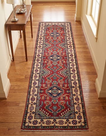 2' 7 x 9' 9 Hand Knotted Kazak Runner Rug