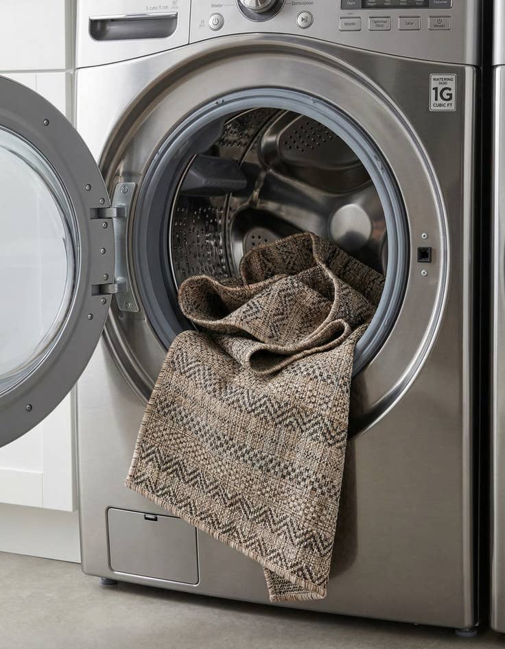 Detail image of 2' x 6'  Washable Striped Indoor / Outdoor Runner Rug