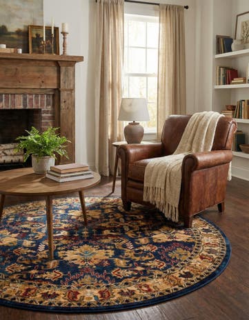 Blue Kennedy Round Rug