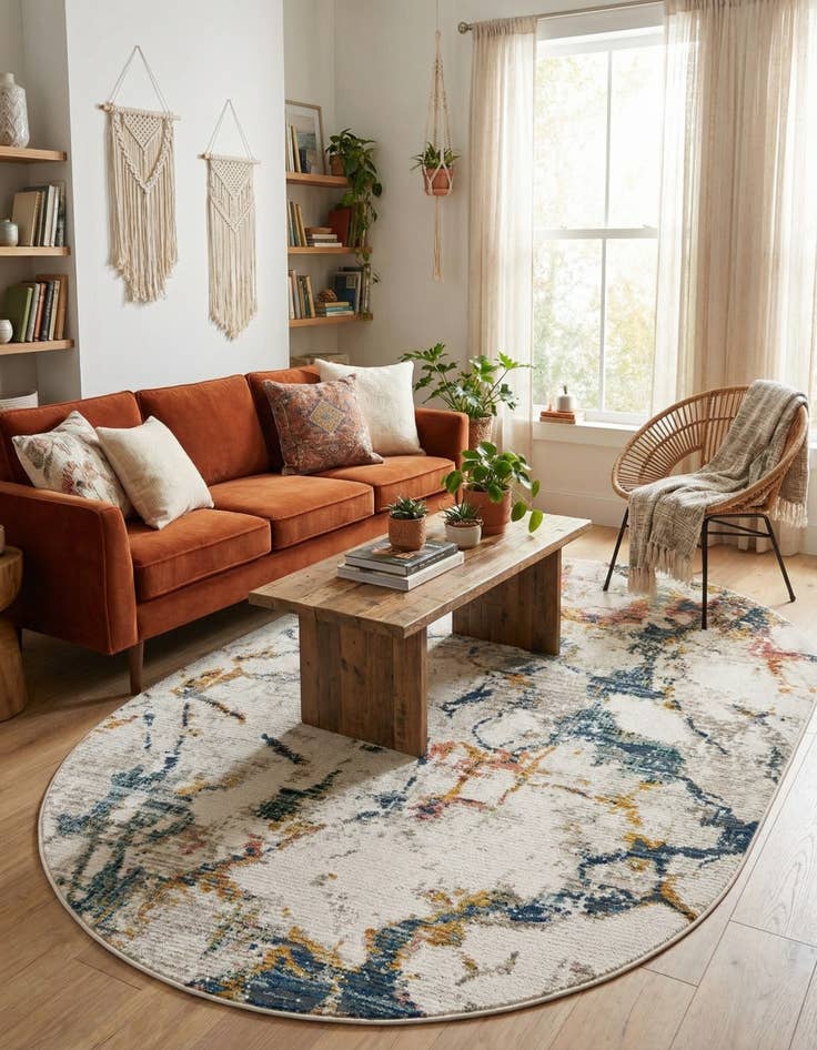 Detail image of 5' 3 x 8' Gemstone Oval Rug