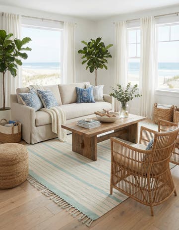 White and Aqua Hand Woven Chindi Cotton Rug