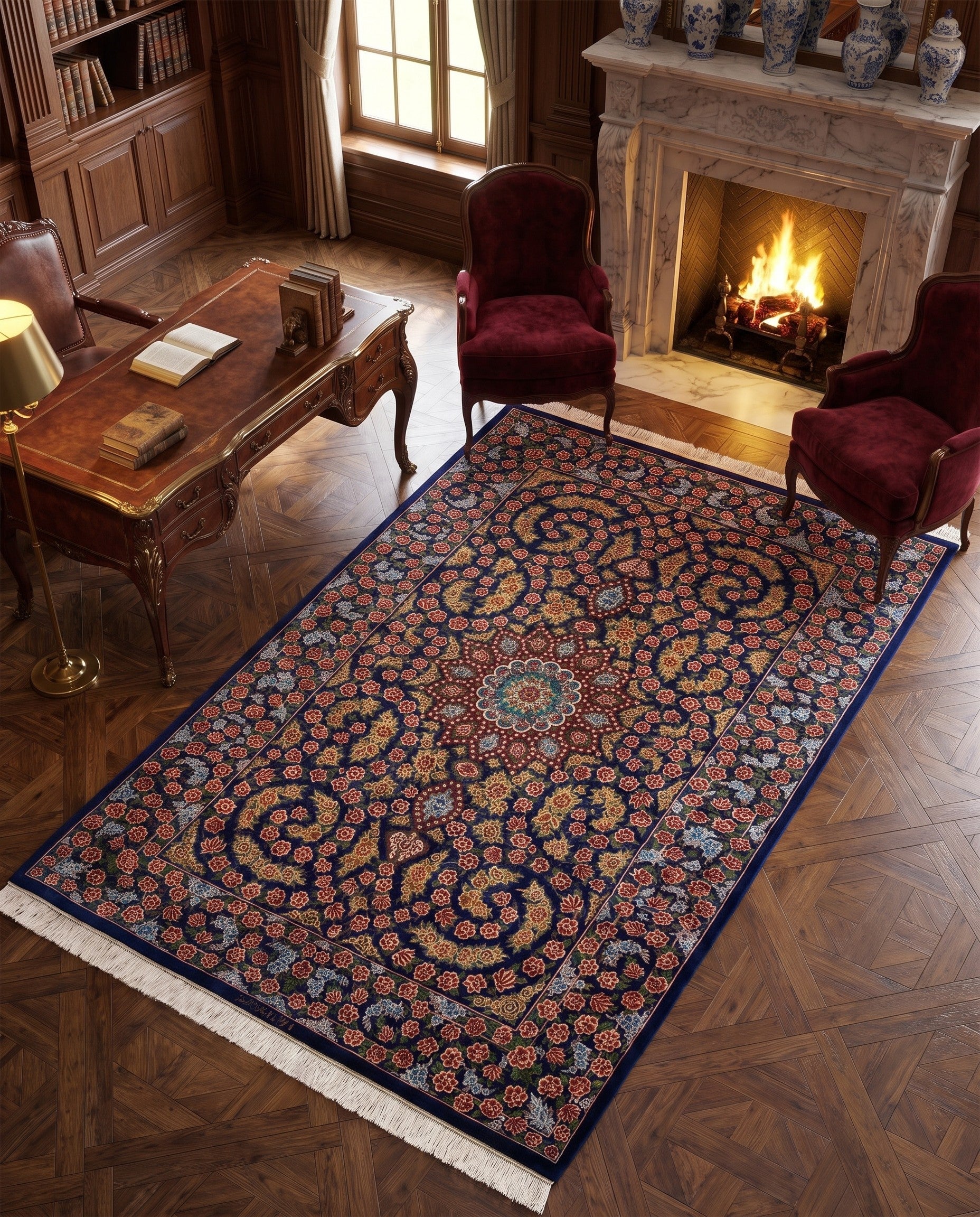 4' 4 x 6' 7 Ghom Silk Rug