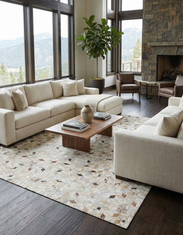 5' x 8' 1 Cowhide Leather Rug