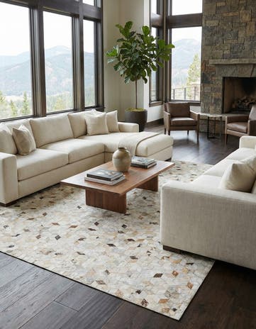 5' x 8' 1 Cowhide Leather Rug