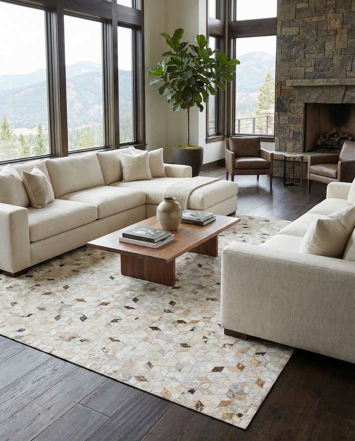 5' x 8' 1 Cowhide Leather Rug