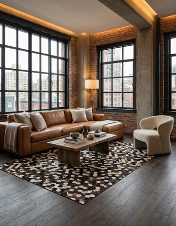5' 1 x 7' 10 Cowhide Leather Rug
