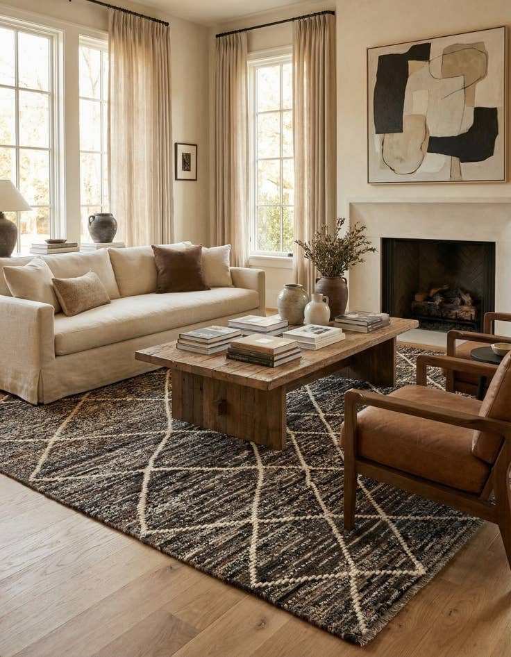 Detail image of 5' 6 x 8' Hand Knotted Moroccan Wool Rug