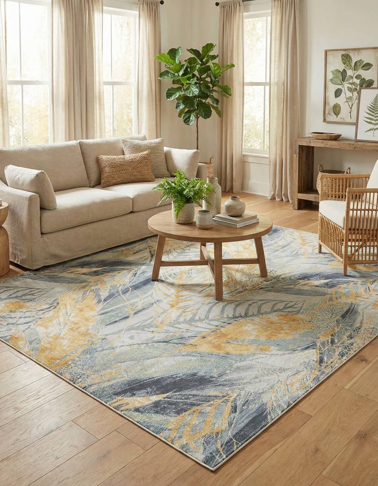 Detail image of 9' x 12'  Washable Botanical Indoor / Outdoor Rug