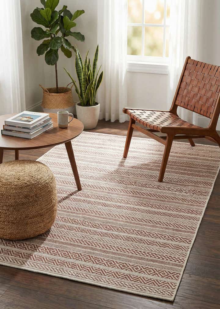 4' x 6' Easy-Clean Striped Indoor / Outdoor Rug