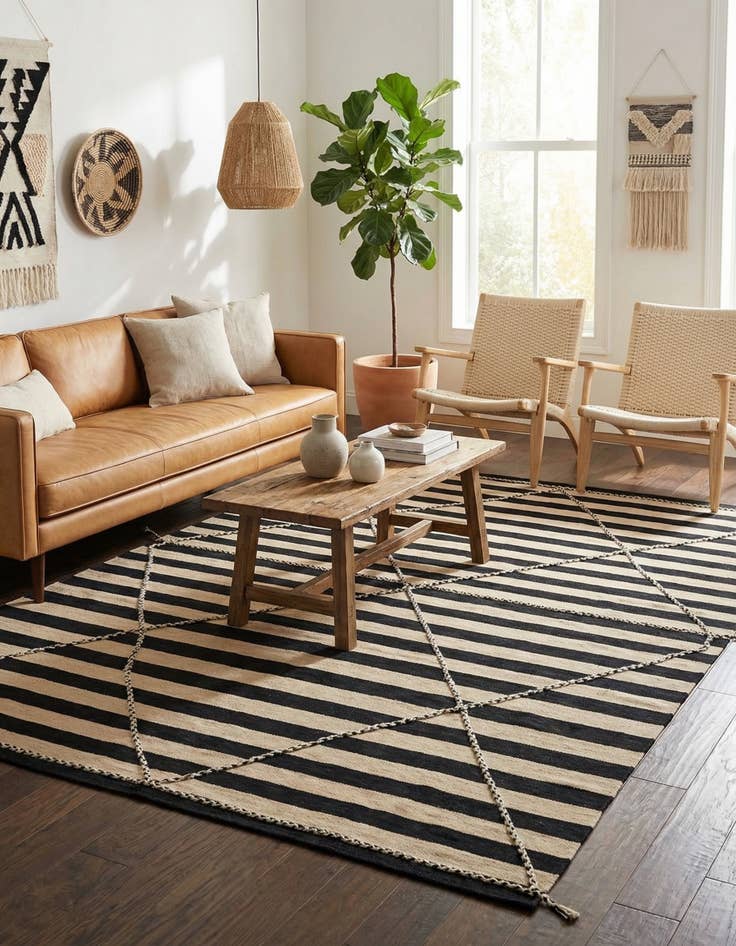 Detail image of 6' 8 x 9' 10  Hand Knotted Moroccan Wool Rug