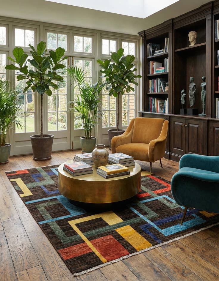 Detail image of 5' 1 x 6' 8  Hand Knotted Modern Ziegler Wool Rug