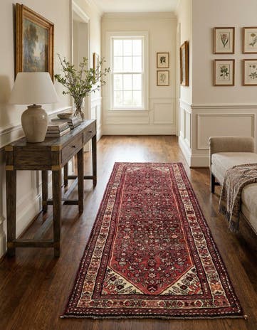 3' 8 x 9' 10 Hand Knotted Hossainabad Persian Wool Runner Rug