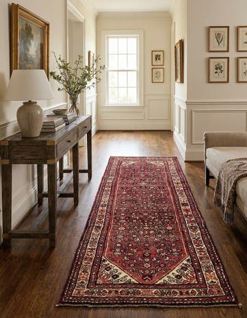 3' 8 x 9' 10 Hand Knotted Hossainabad Persian Wool Runner Rug