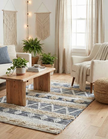 4' 1 x 6' 1 Hand Woven Cotton Chindi Rug