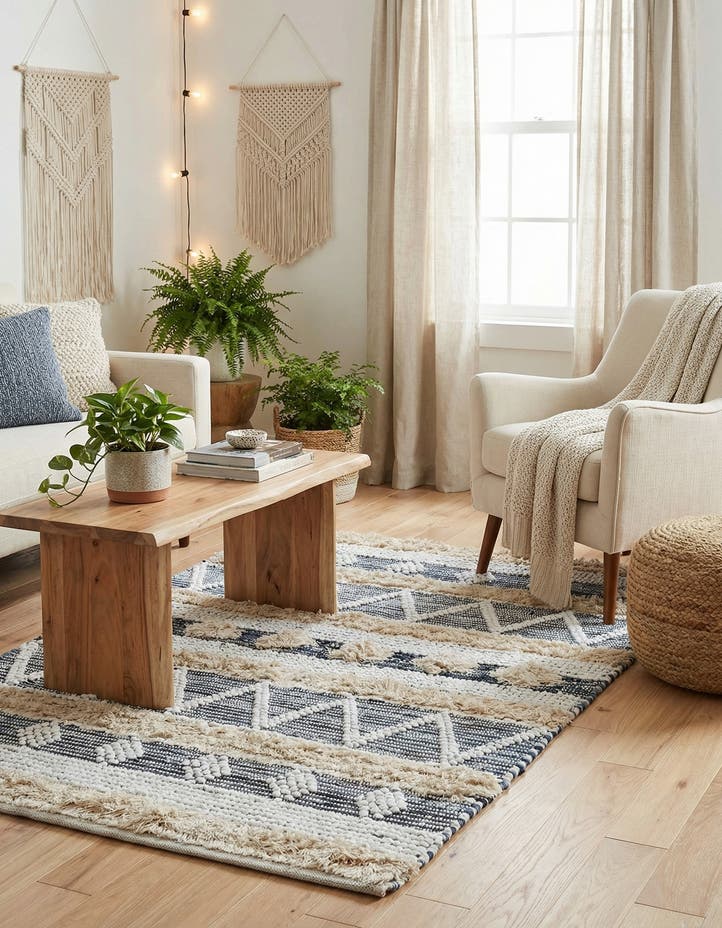 4' 1 x 6' 1 Hand Woven Cotton Chindi Rug