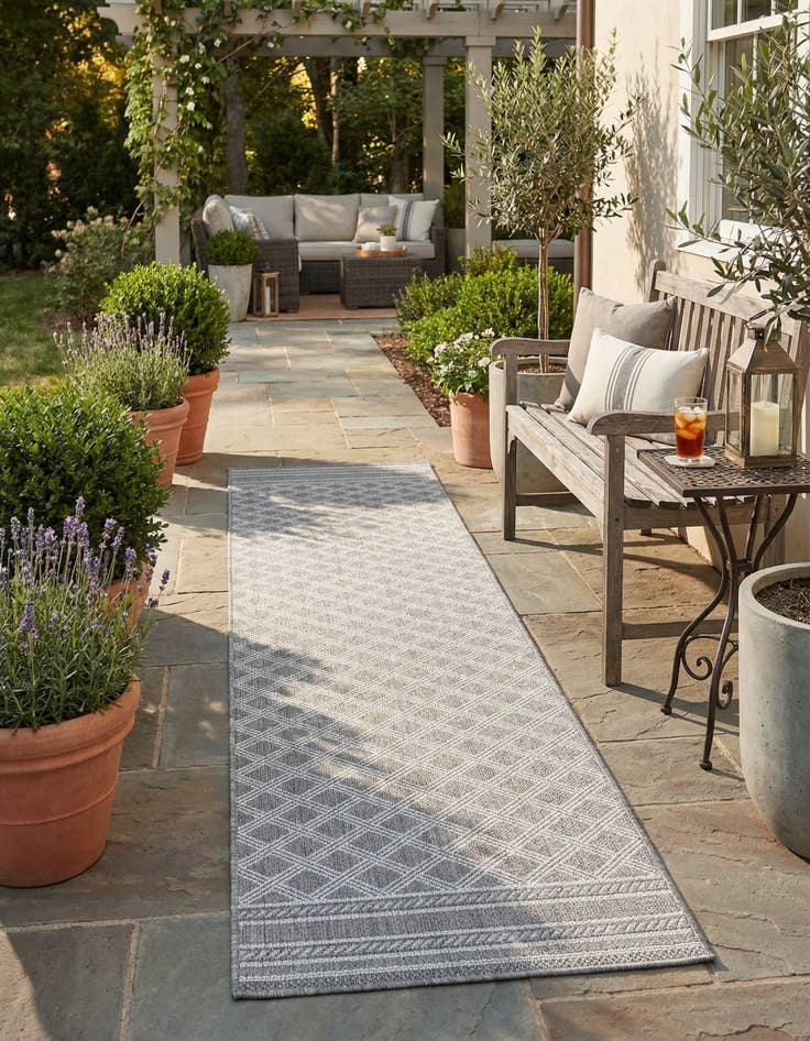 Detail image of 2' 7 x 12' Easy-Clean Trellis Indoor / Outdoor Runner Rug
