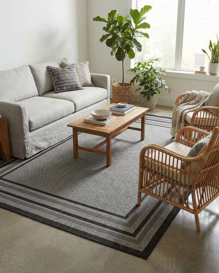 8' x 11' 4 Easy-Clean Border Indoor / Outdoor Rug