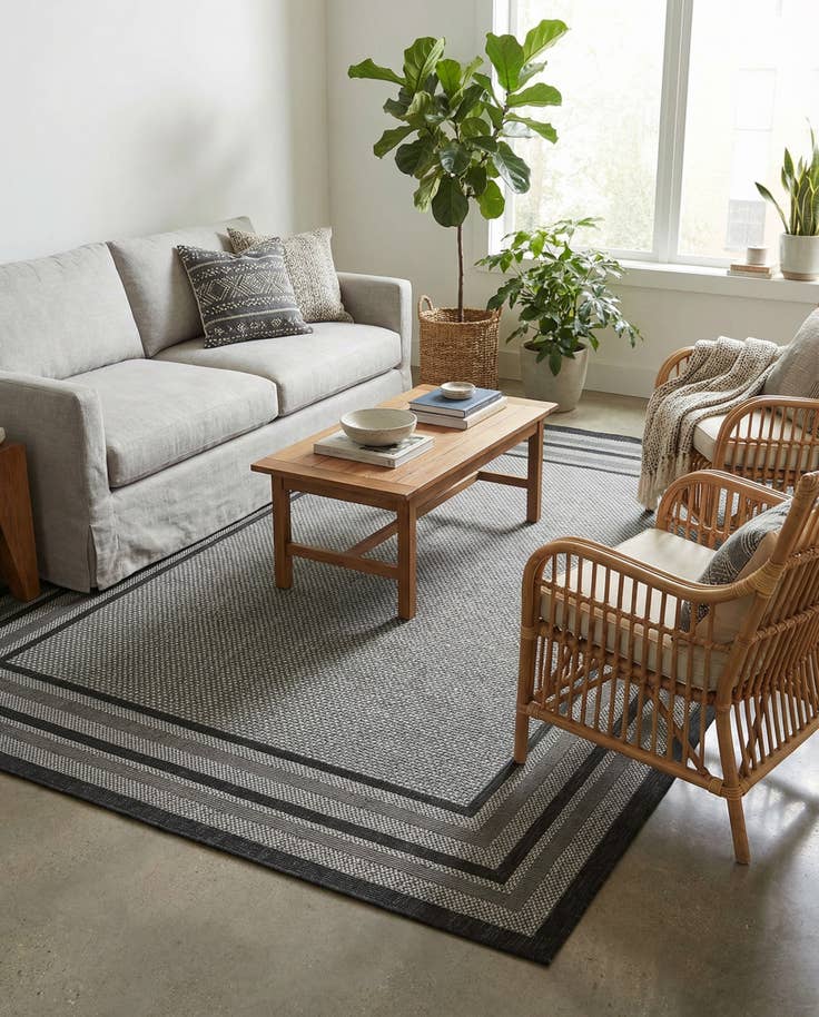 Detail image of 8' x 11' 4 Easy-Clean Border Indoor / Outdoor Rug