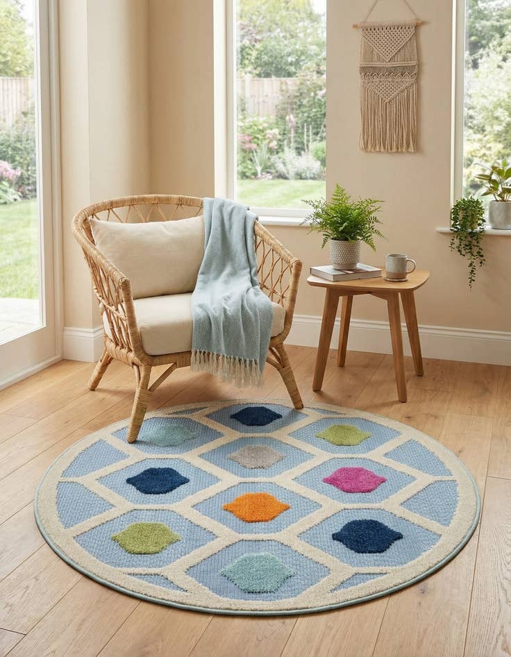 Detail image of 3' 3 x 3' 3  Washable Aruba Indoor / Outdoor Round Rug