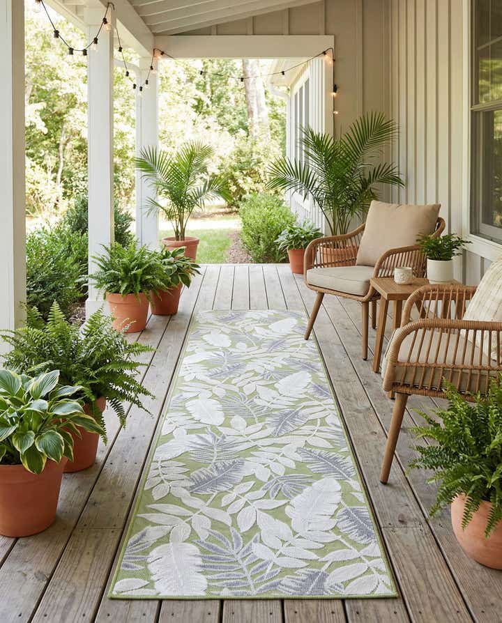 2' 7 x 12' Easy-Clean Botanical Indoor / Outdoor Runner Rug