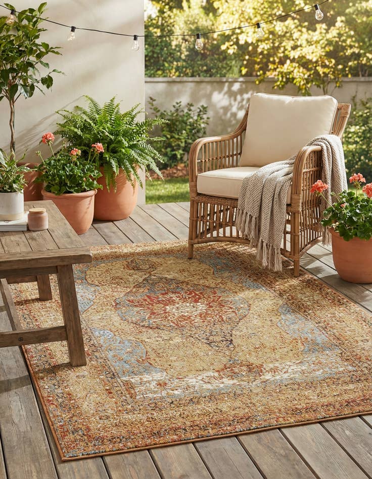 Detail image of 4' x 6' Easy-Clean Traditional Indoor / Outdoor Rug