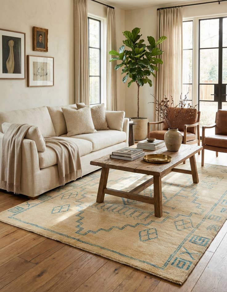 Detail image of 5' 5 x 8' Hand Knotted Oushak Wool Rug