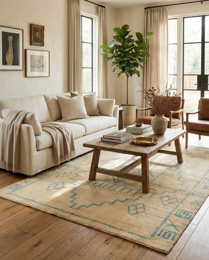 Detail image of 5' 5 x 8' Hand Knotted Oushak Wool Rug